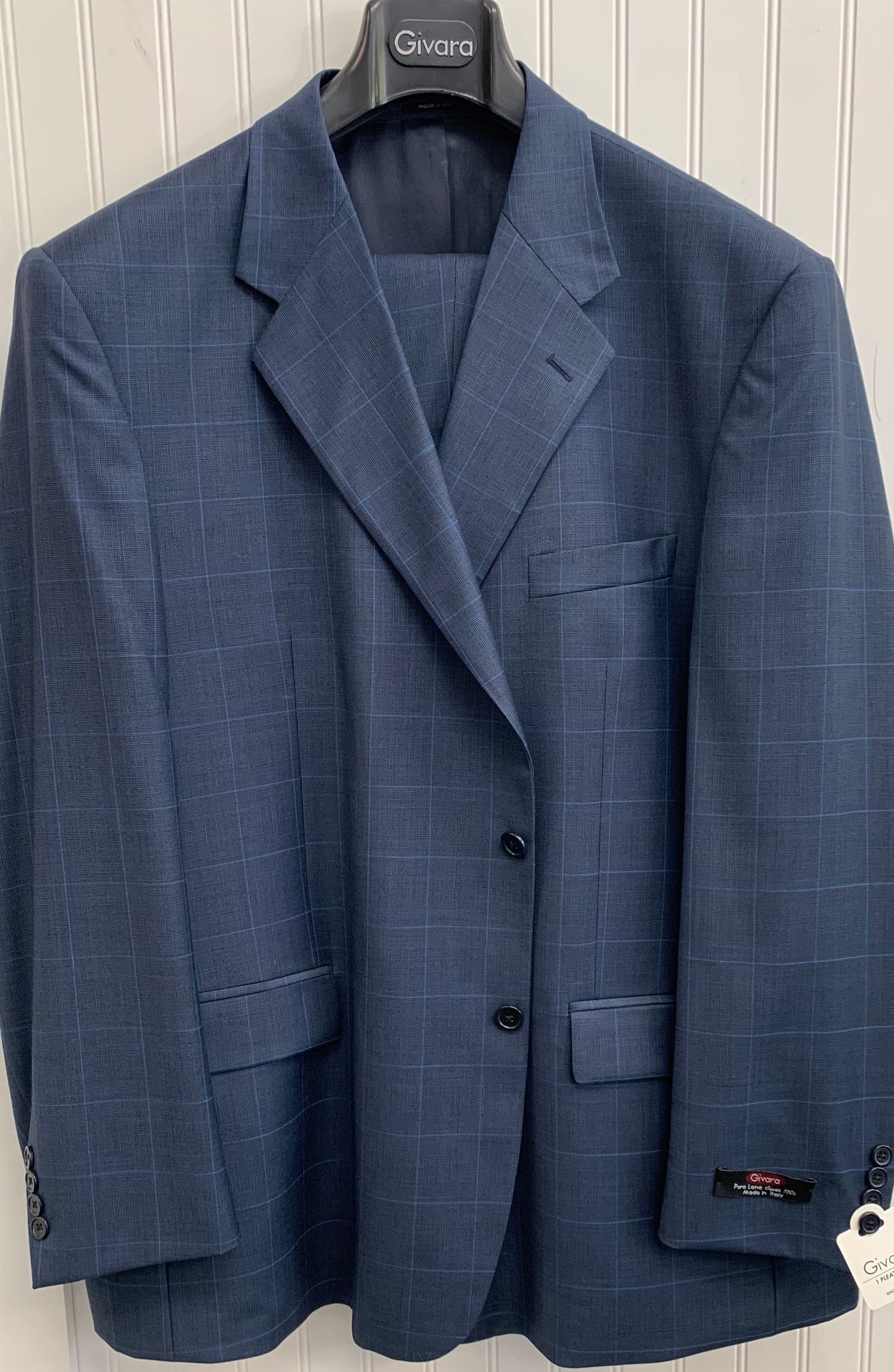 Givara Suit - GG-1862-2SV- (Blue w/ Lt. Blue Windowpane)