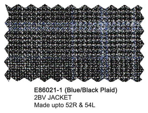 Enzo Blended Wool Sport Coat - Blue/Black Plaid Jacket E86021-1