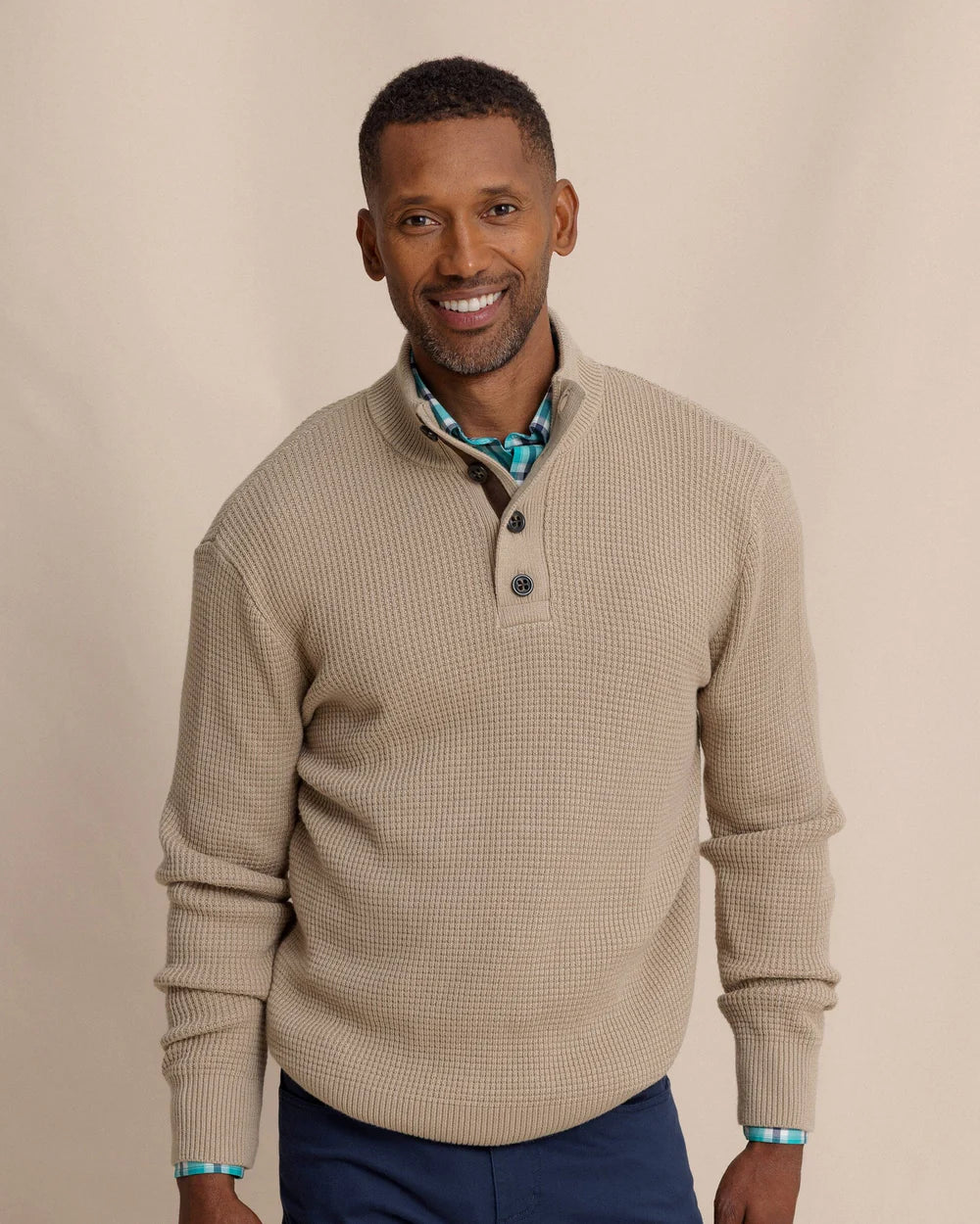 Southern Tide Bass Creek Heathered Quarter Button Sweater 11934