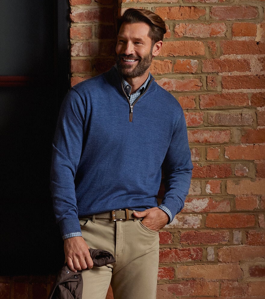 Peter Millar Autumn Crest Suede Trim 1/4 Zip MF25S03