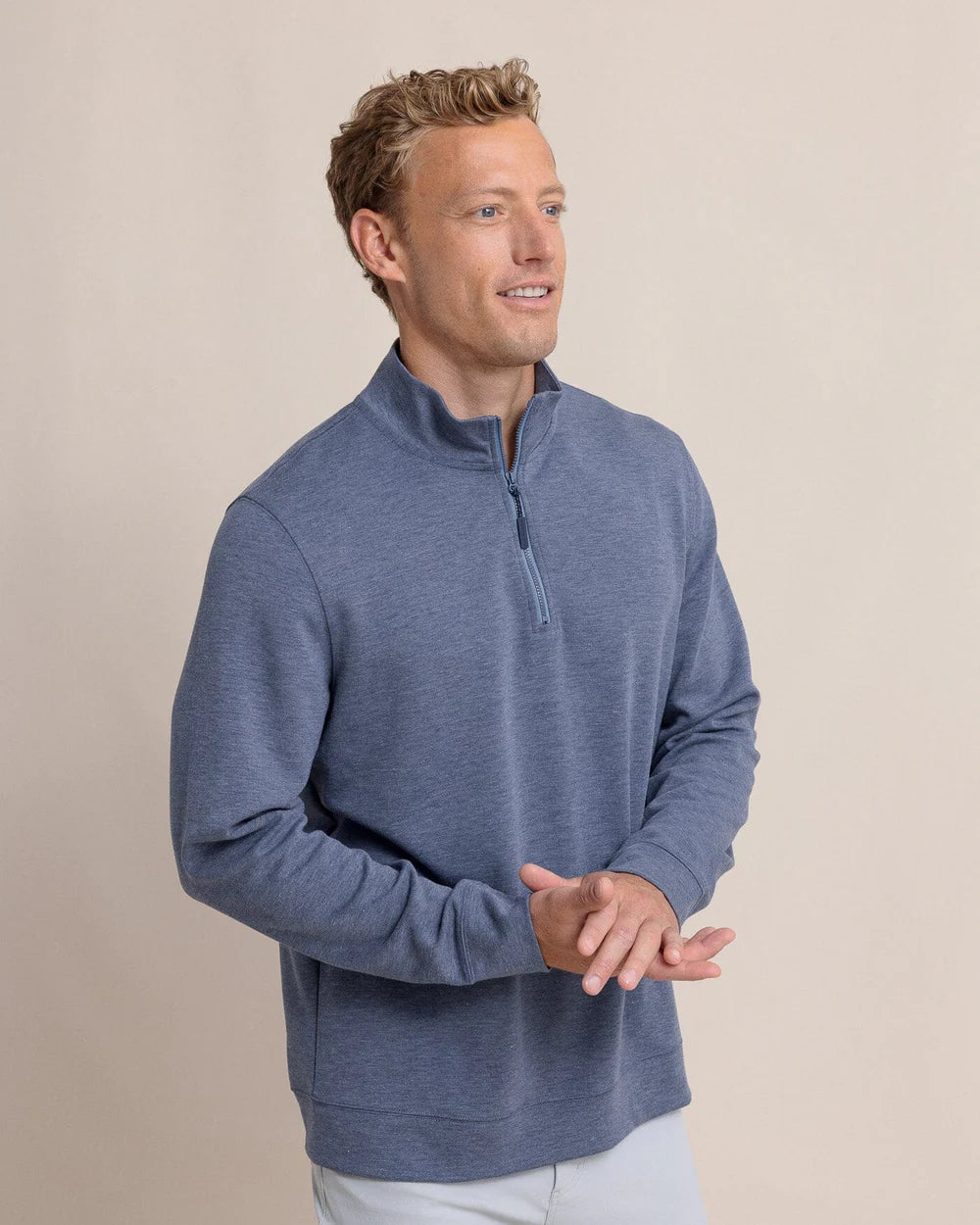 Southern Tide Whyche Interlock Heather Quarter Zip 11148