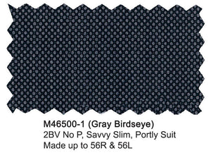 Mantoni Super 140 Wool Suit - Gray Birdseye 46500-1