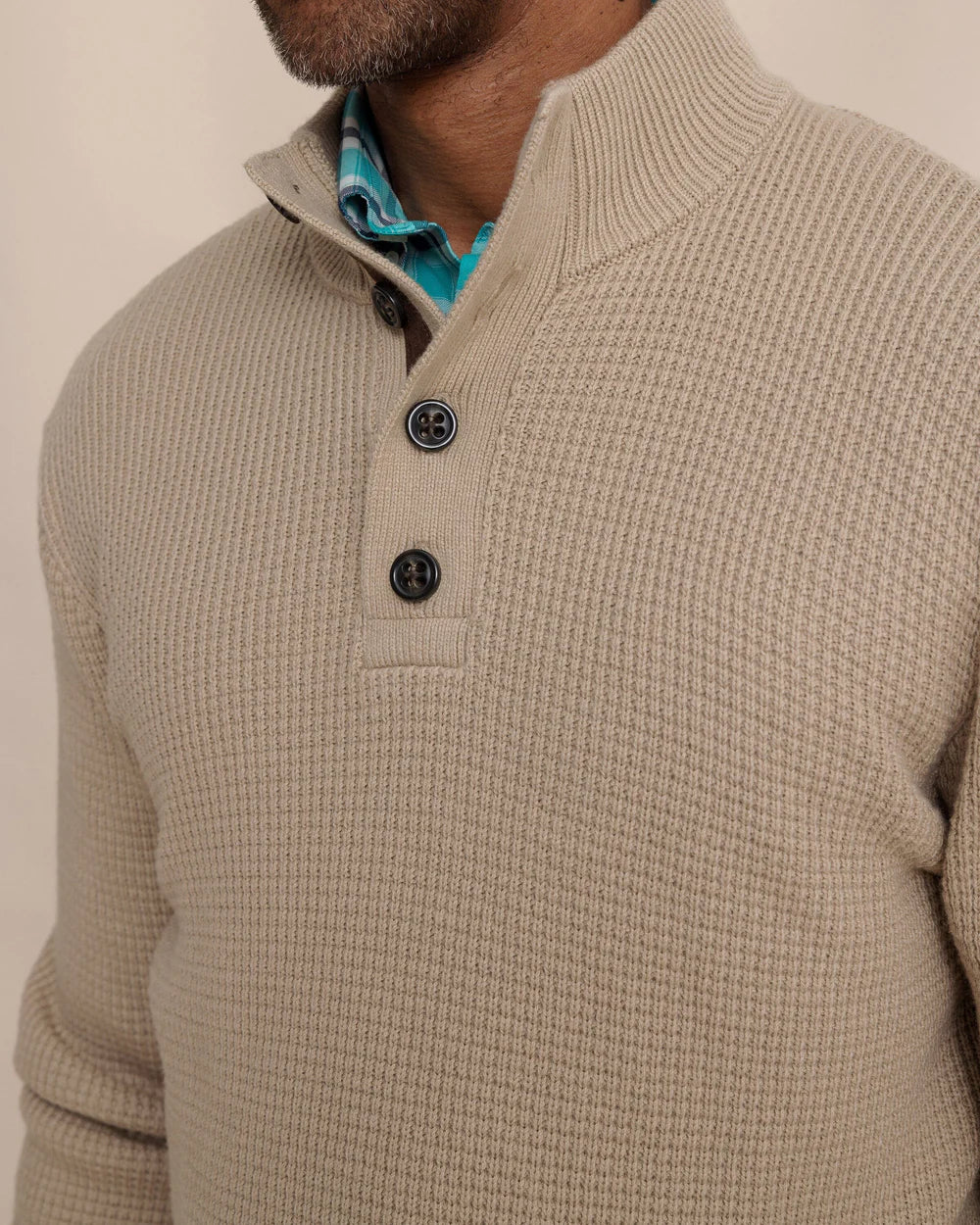 Southern Tide Bass Creek Heathered Quarter Button Sweater 11934