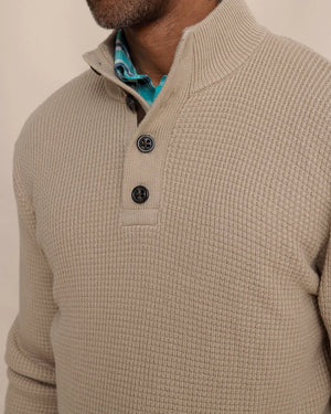 Southern Tide Bass Creek Heathered Quarter Button Sweater 11934