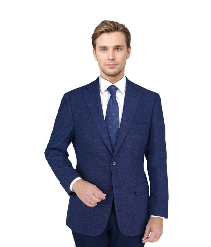 Enzo Blended Wool Sport Coat - Navy Hopsack Jacket E88017-1 / E88022-1