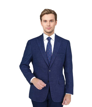 Enzo Blended Wool Sport Coat - Navy Hopsack Jacket E88017-1 / E88022-1