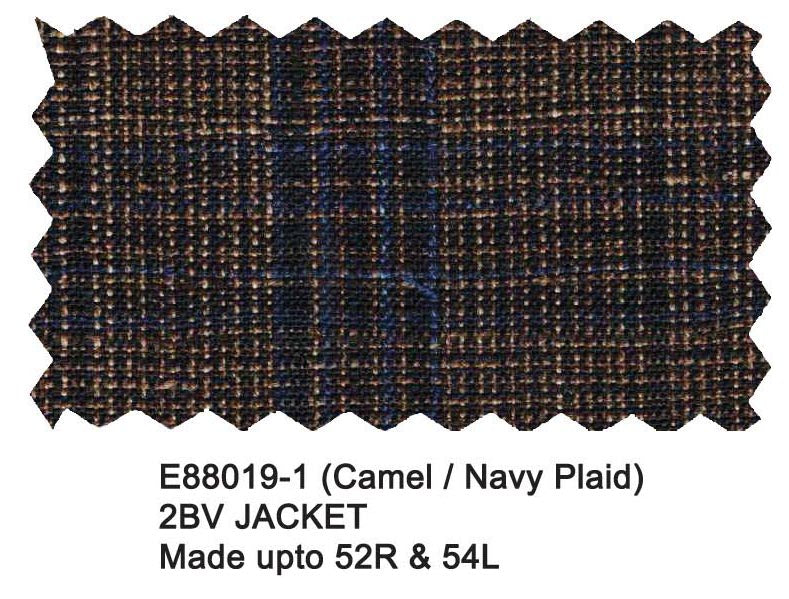 Enzo Blended Wool Sport Coat - Camel/Navy Plaid Jacket E88019-1