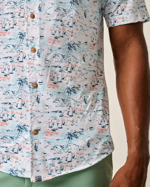 Johnnie-O Short Sleeve Hangin’ Out Button Down Shirt - Making Waves JMWS100150