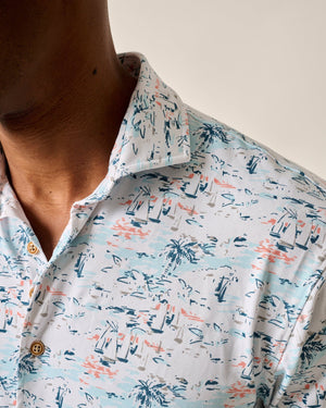 Johnnie-O Short Sleeve Hangin’ Out Button Down Shirt - Making Waves JMWS100150