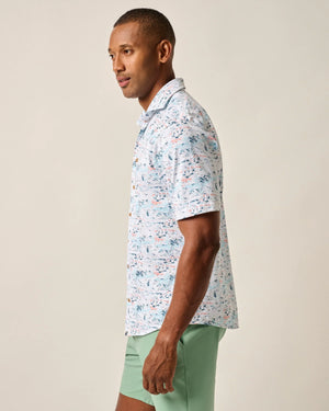 Johnnie-O Short Sleeve Hangin’ Out Button Down Shirt - Making Waves JMWS100150