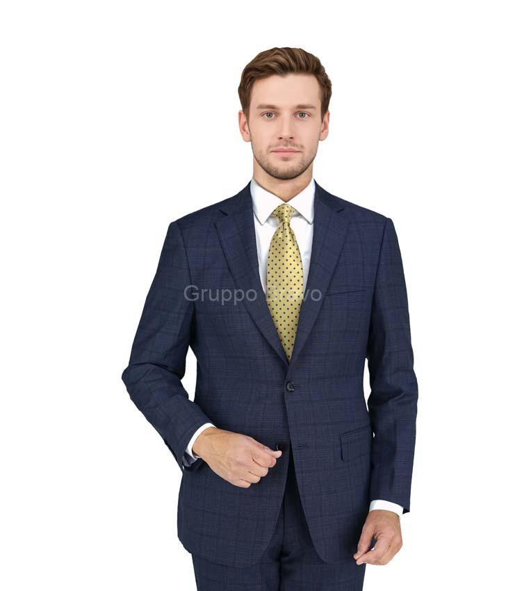 Enzo Super 150 Wool Suit- 84584-1 (Navy Check Windowpane)