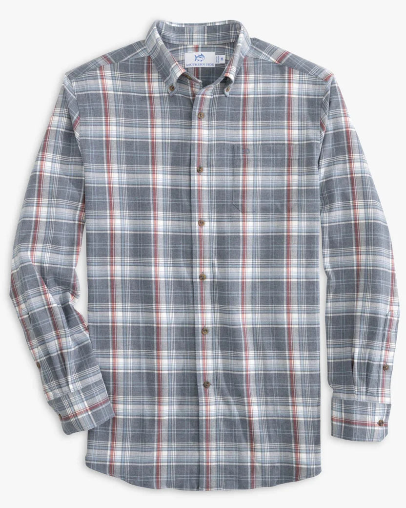 Southern Tide Flannel Longleaf Plaid Heather Sportshirt L/S 10320