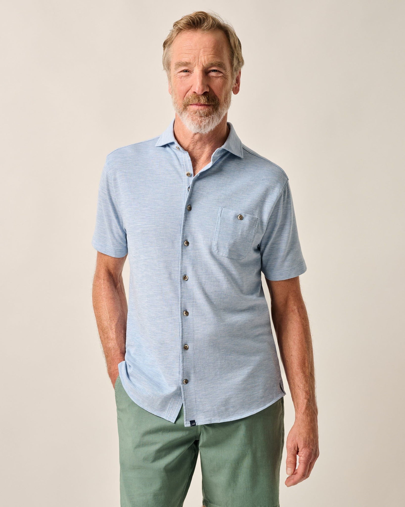 Johnnie-O Short Sleeve Knit Pique Button Up Shirt-Kayce JMWS100030