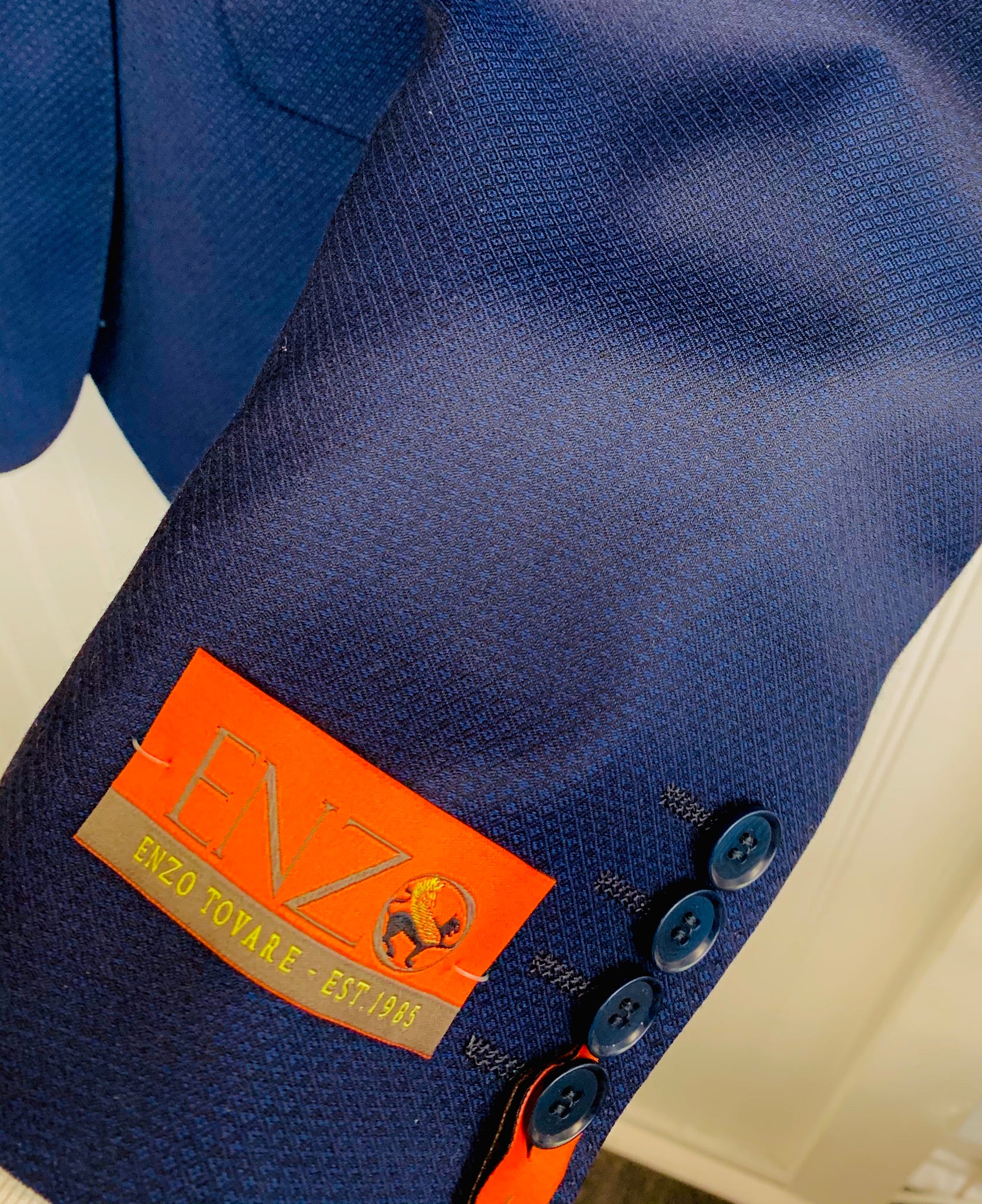 Enzo Super 150 Wool Suit- 84535-1 (Navy w/ Blue Diamond))