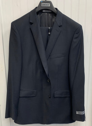 DKNY Wool Slim Fit Suit- DEKA212Y0883 (Black w/Blue Pin Dot)