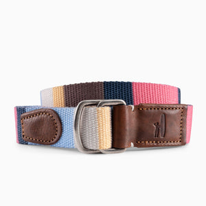 Johnnie O Bowen Striped Washed Canvas D-Ring Belt JMBL1170