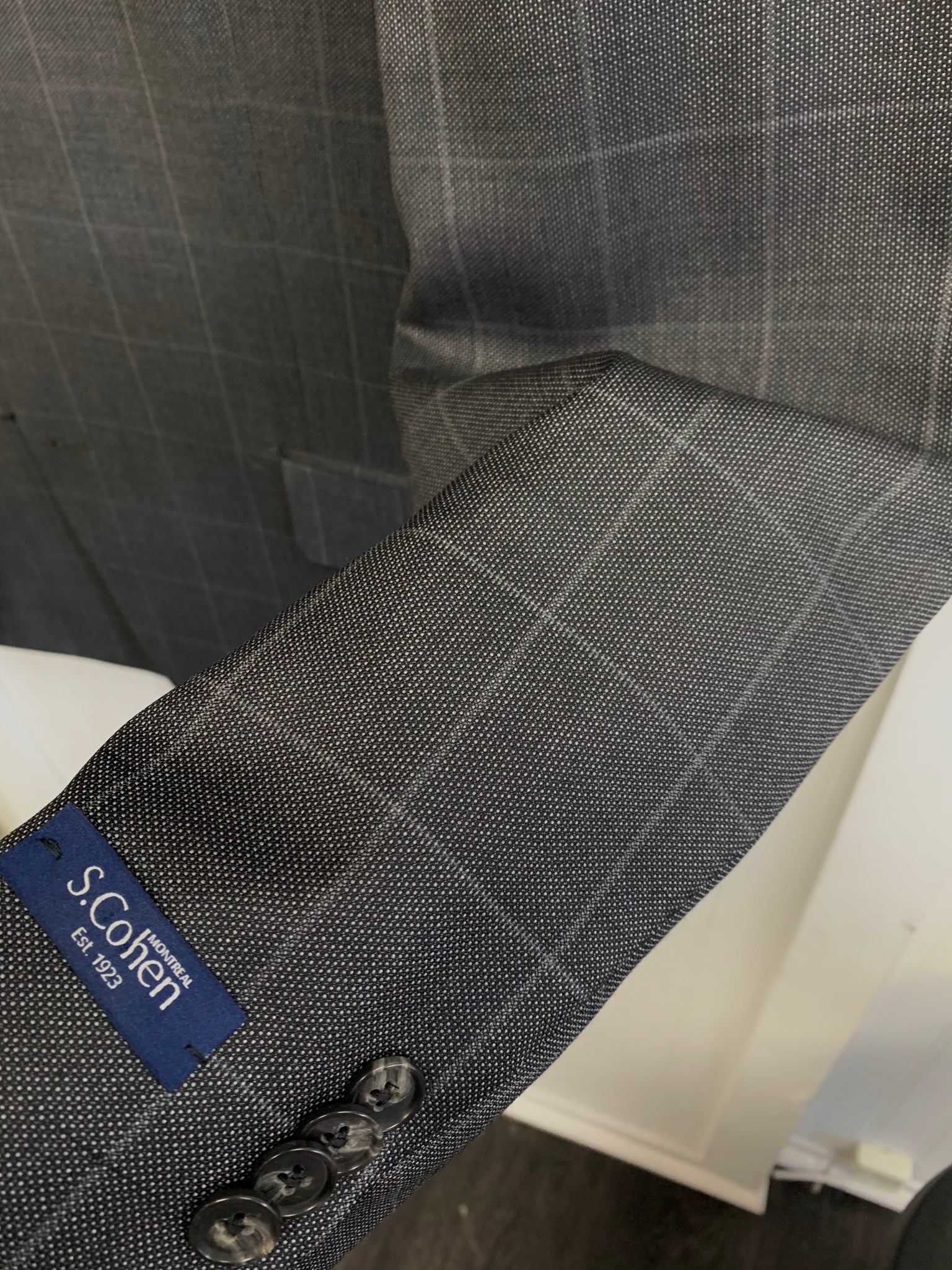S. Cohen Super 130 Wool Suit- 97-3646 (Charcoal Gray Windowpane)