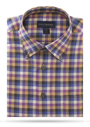 Scott Barber Cotton Melange Twill Buttondown- 43088