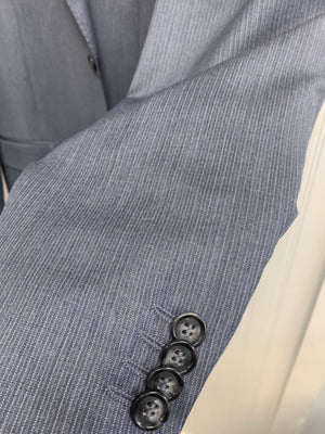 Galante Super 150's Wool Suit - 300244-65 (Gray Sharkskin Pin)