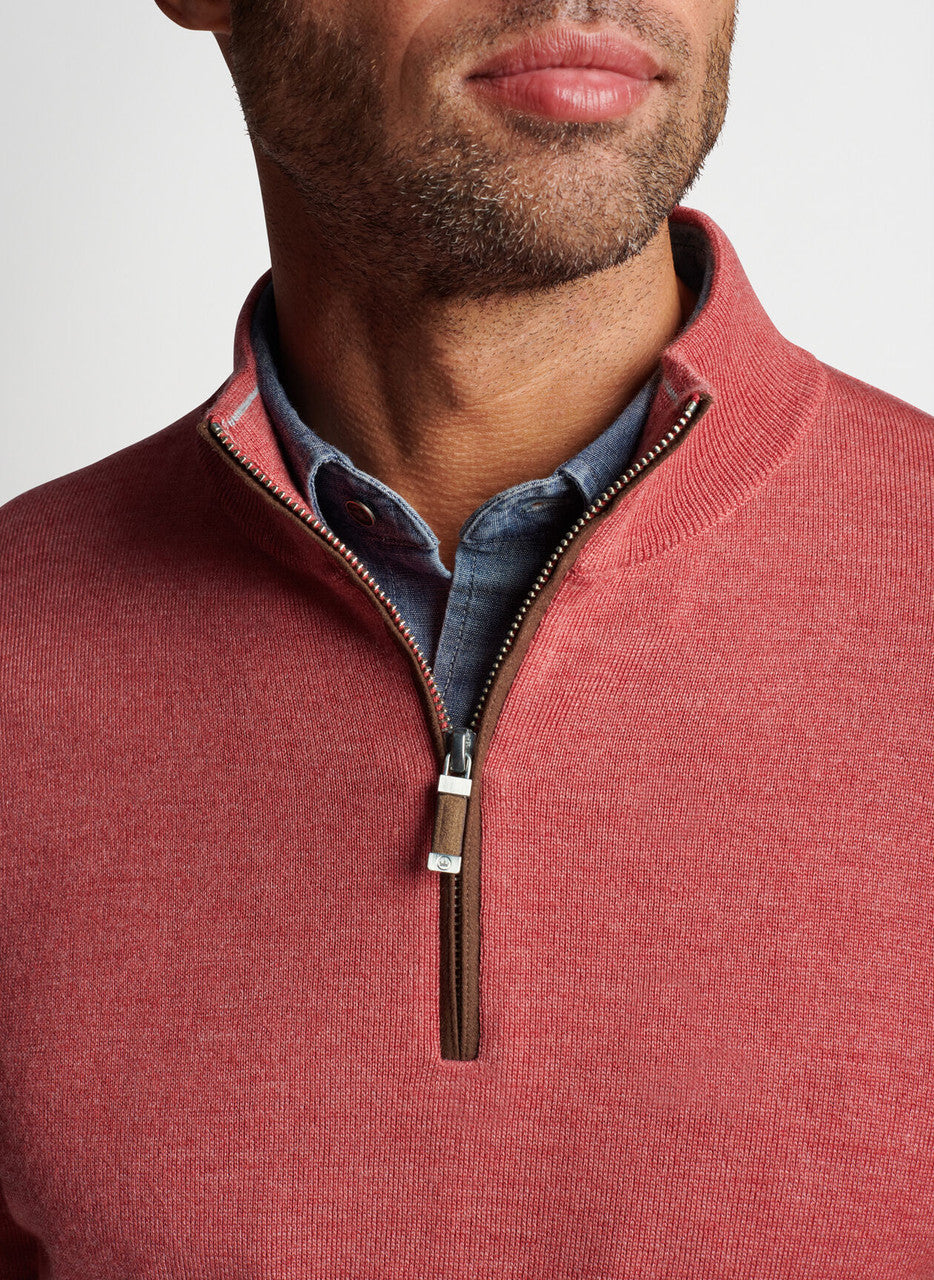 Peter Millar Autumn Crest Suede Trim 1/4 Zip Sweater - MF22S03