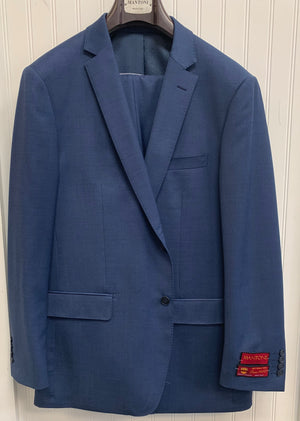 Mantoni Super 140 Wool Suit- 87124-1 (Medium Blue Teakweave)