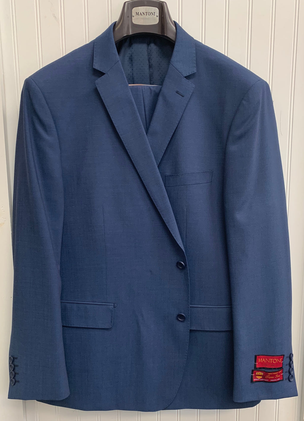 Mantoni Super 140 Wool Suit- 78200-5 (Blue Sharkskin)