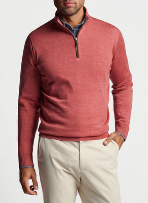 Peter Millar Autumn Crest Suede Trim 1/4 Zip Sweater - MF22S03