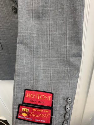 Mantoni Super 140 Wool Suit- 80883-1 (Lt. Gray White Windowpane)