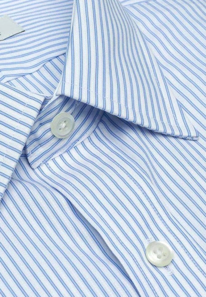 Giovanni's Modified Spread Collar Satin Stripe Dress Shirt - Blue-12
