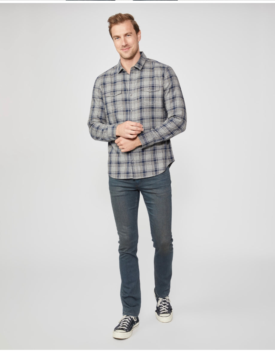 PAIGE Men's Everett Button-Down Shirt In Harbor Grey - Cotton/Rayon Blend, Rubberized Buttons, Sophisticated Casual