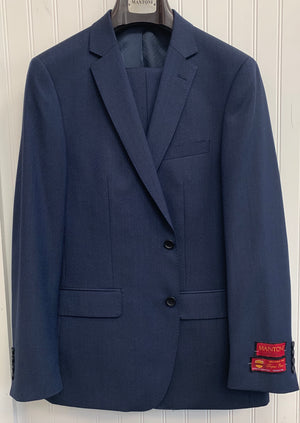 Mantoni Super 140 Wool Suit- 87140-2 (Navy w/ Blk Diamond Underlay)