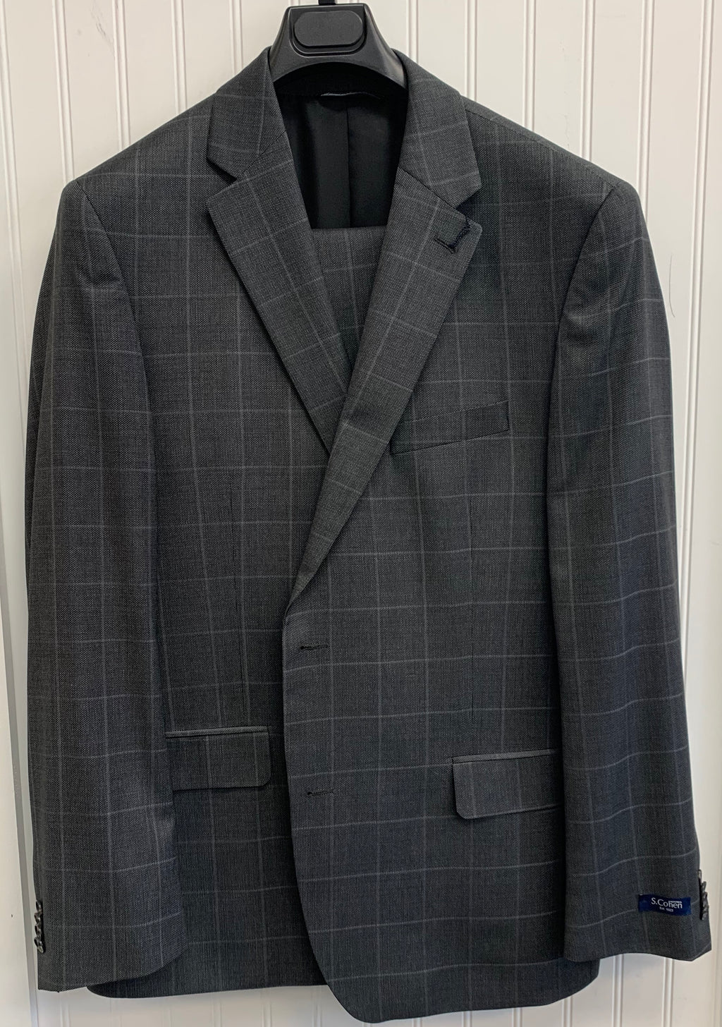 S. Cohen Super 130 Wool Suit- 97-3646 (Charcoal Gray Windowpane)