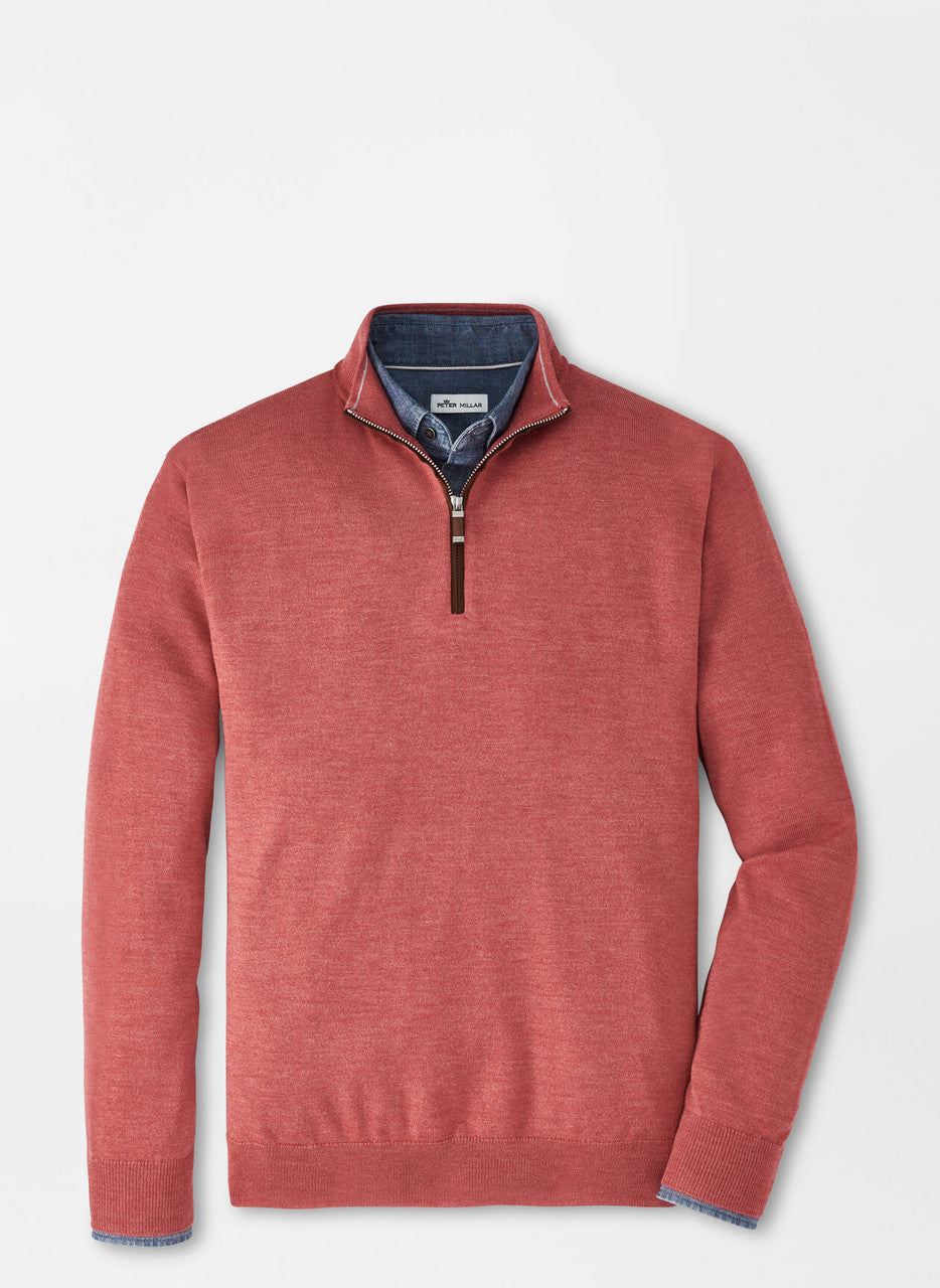 Peter Millar Autumn Crest Suede Trim 1/4 Zip Sweater - MF22S03