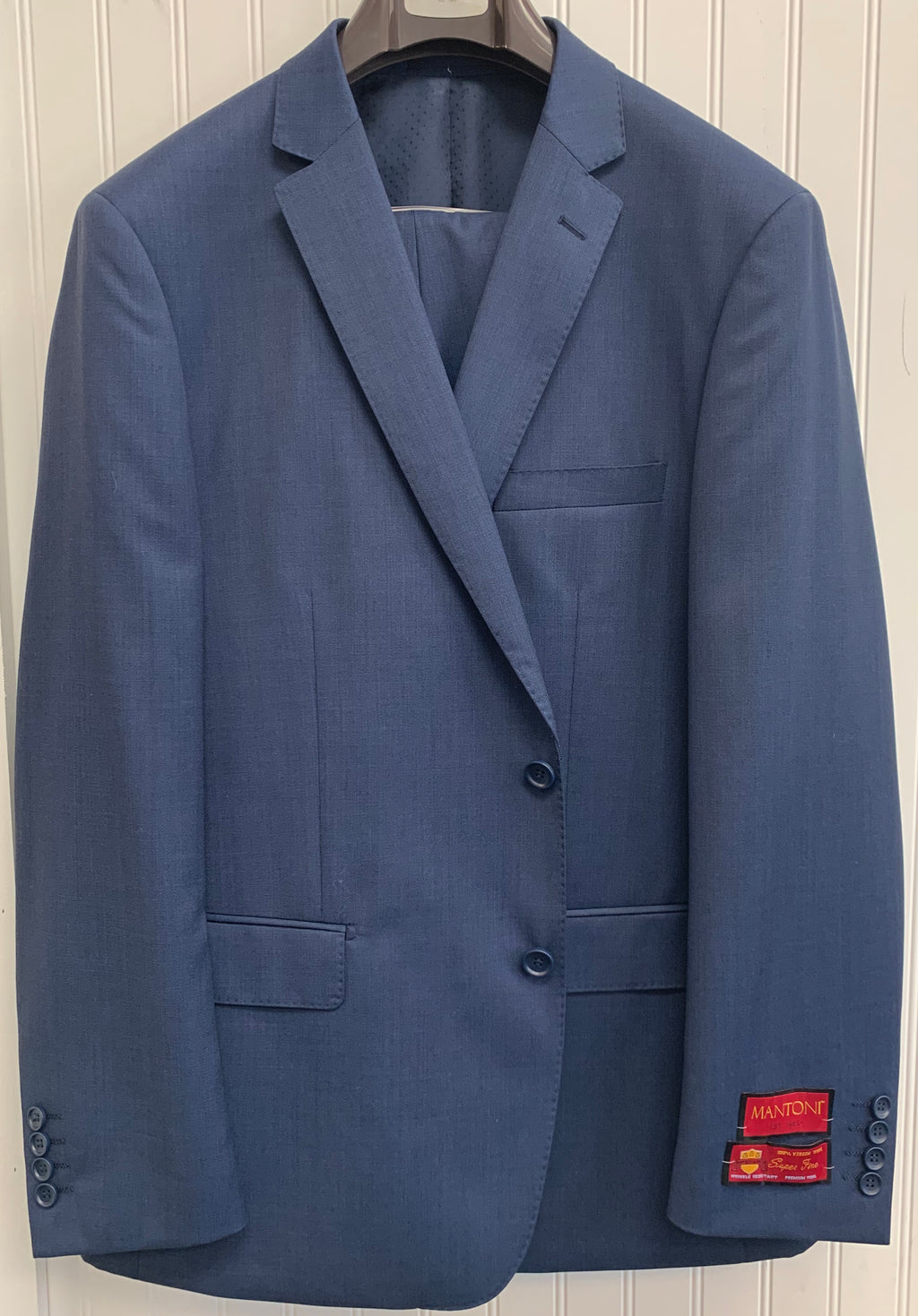 Mantoni Super 140 Wool Suit- 87158-1 (Textured Blue)