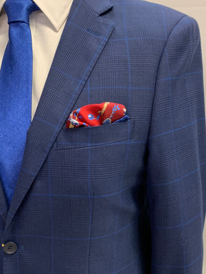 Mantoni Super 140 Sport Coat Blue Plaid w/ Lt. Blue Windowpane -78750-1