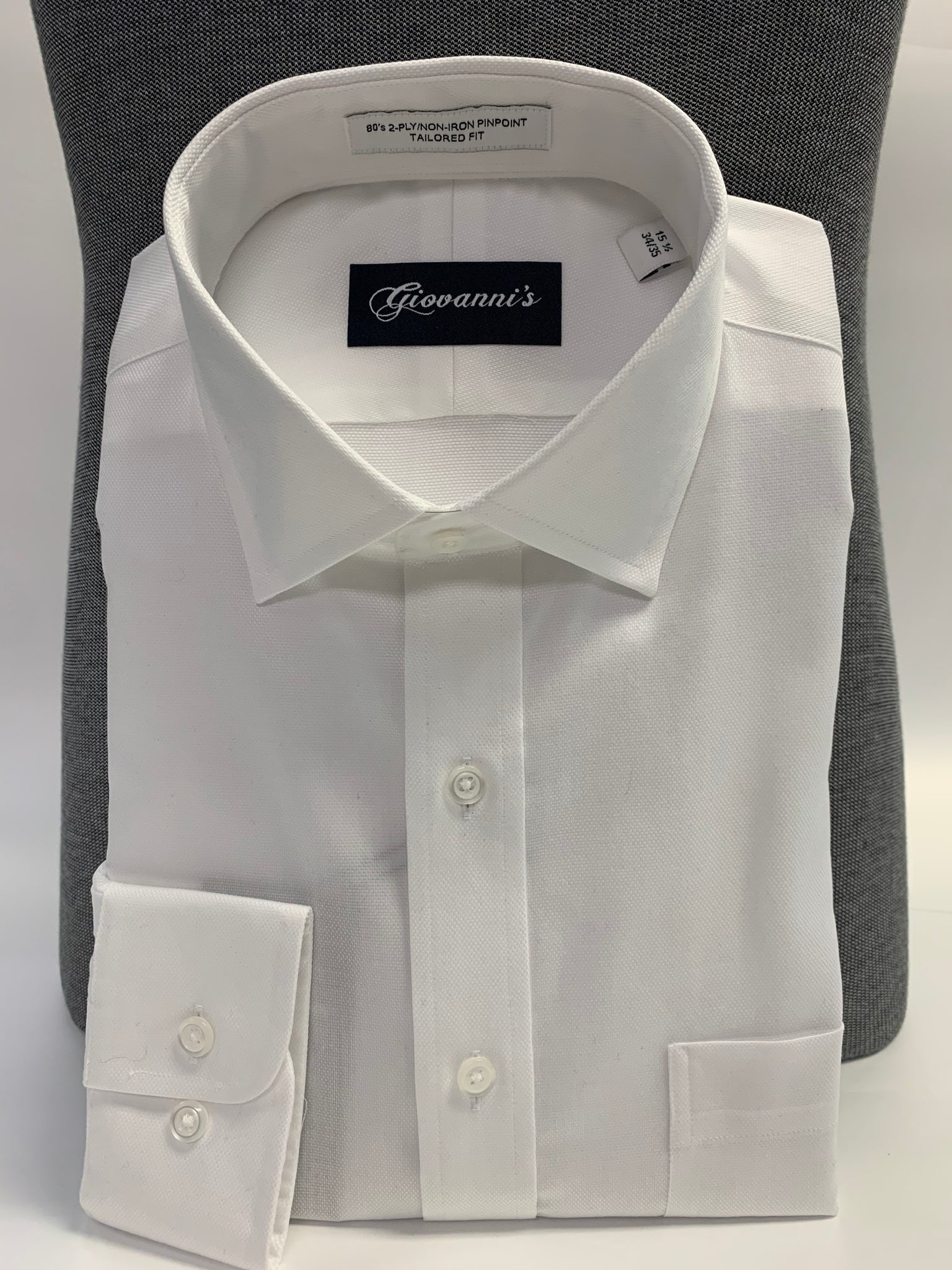 Giovanni's Spread Collar Royal Oxford Dress Shirt - White-01