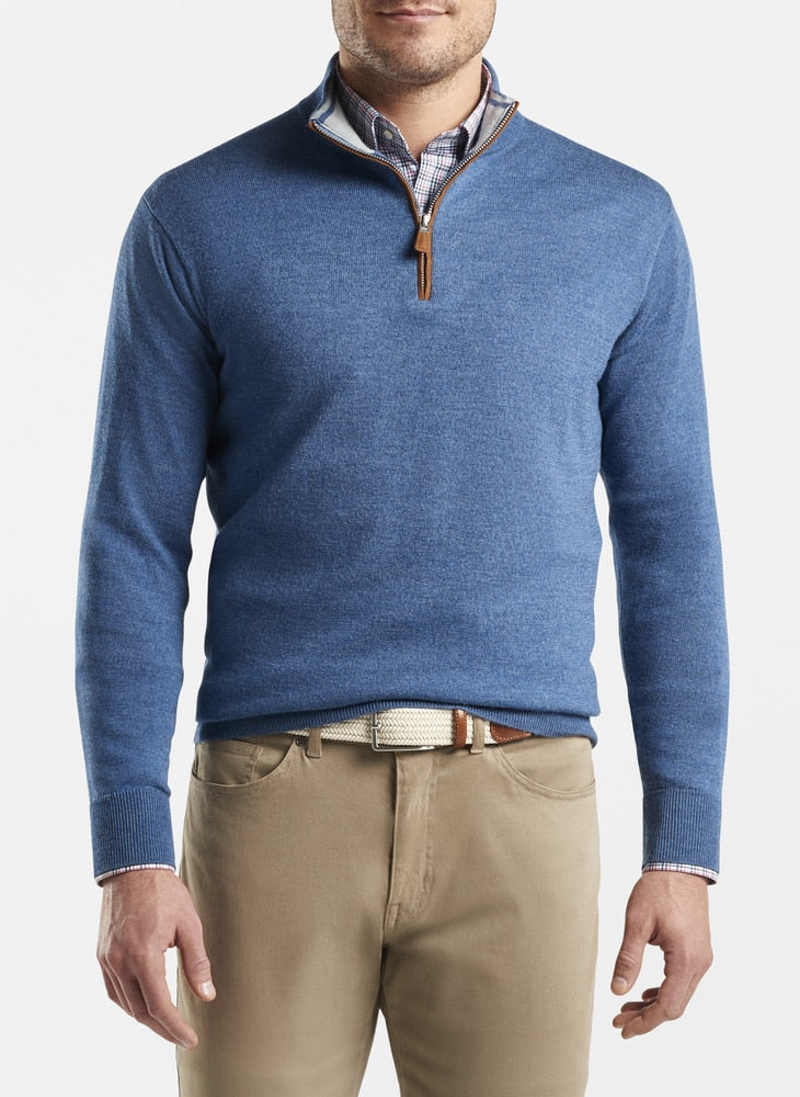 Peter Millar Crown Soft Suede Trim 1/4 Zip Sweater MF20S59