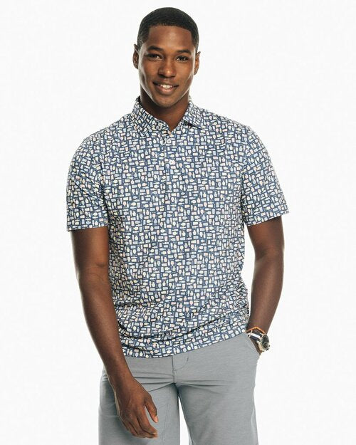 Southern Tide Drivers Brewers Print Performance Polo