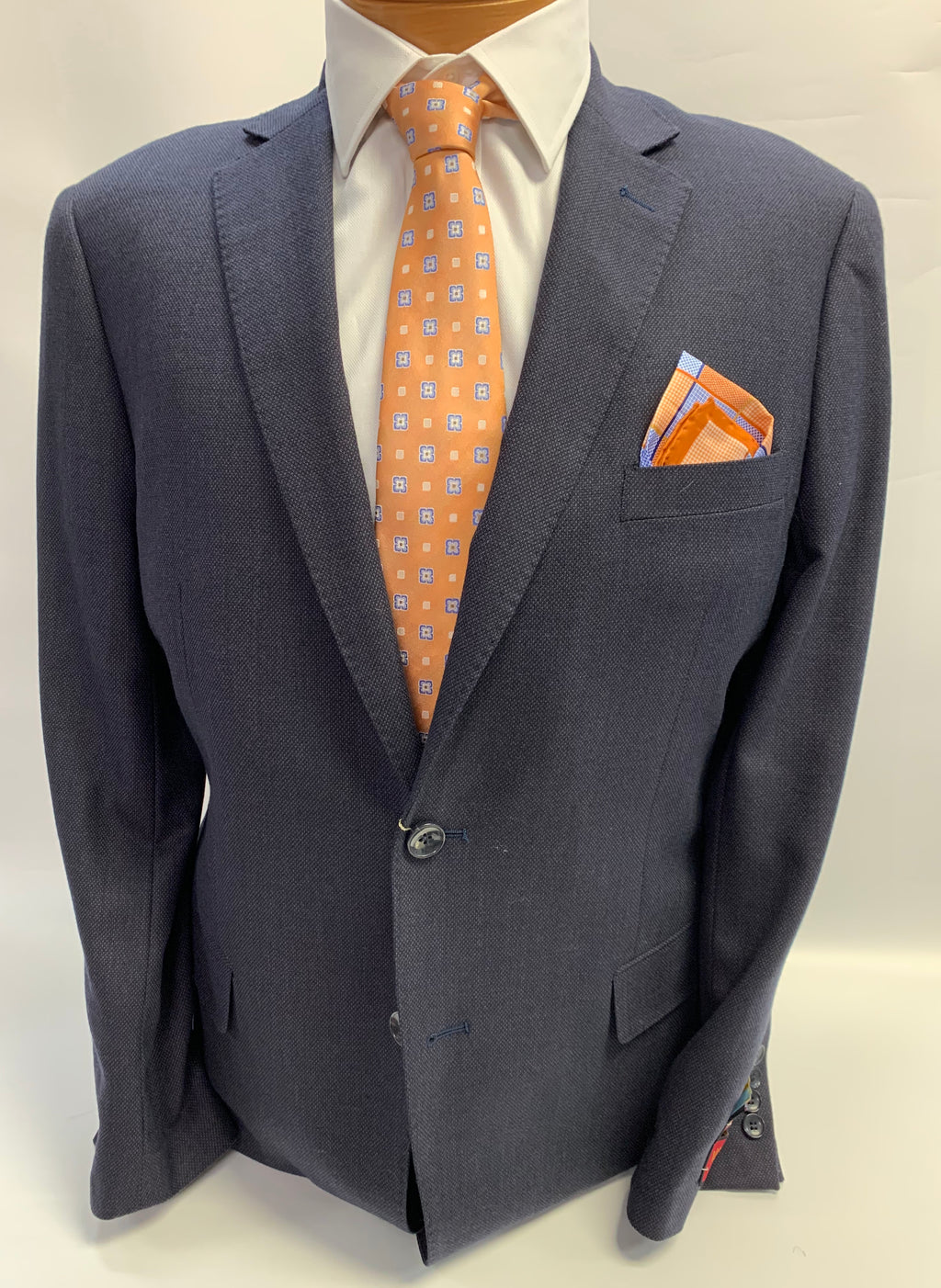 Mantoni Super 140 Sport Coat Navy Pin Dot -78722