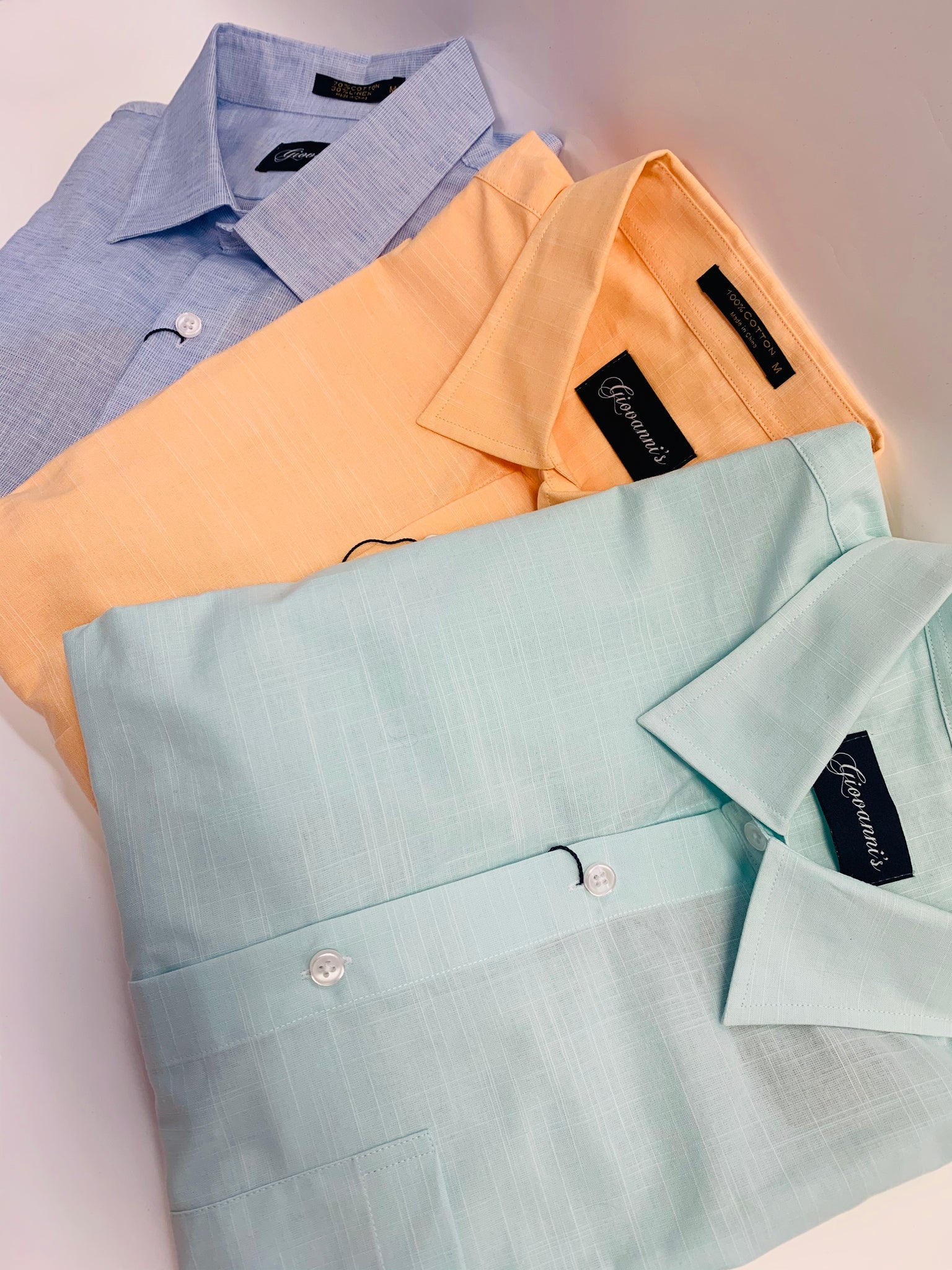 Giovanni’s Cotton/Linen Short Sleeve Button Down Shirt WSS2220