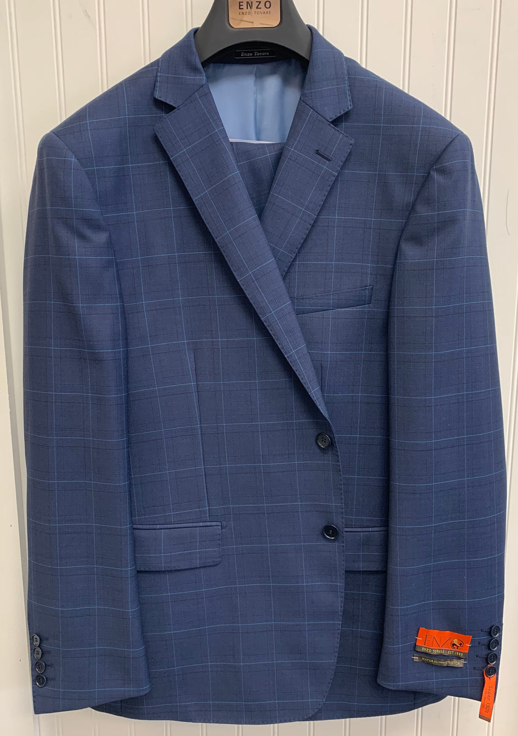 Enzo Super 150 Wool Suit- 84542-1 (Blue/Navy Windowpane)