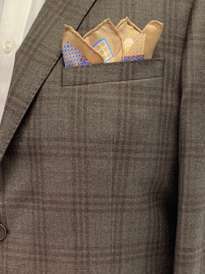 Enzo Super 150 Wool Sport Coat - Brown Tonal Windowpane - 86957-1