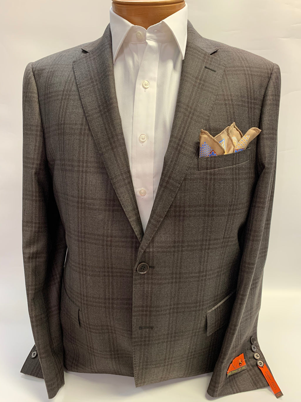 Enzo Super 150 Wool Sport Coat - Brown Tonal Windowpane - 86957-1