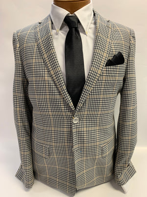 Mantoni Super 140 Sport Coat Gray/Gold Plaid -78749
