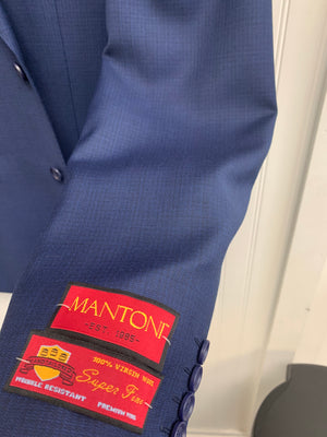 Mantoni Super 140 Wool Suit- 87170-1 (Navy w/ Tonal Check)