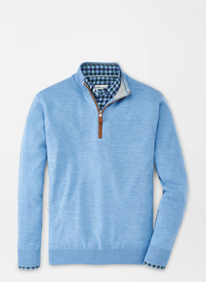 Peter Millar Crown Soft Suede Trim 1/4 Zip Sweater MF21S59