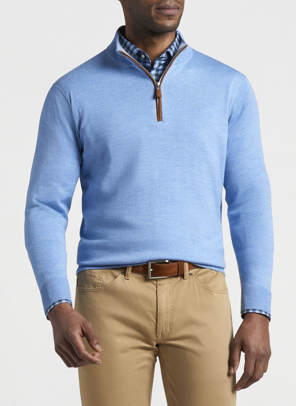 Peter Millar Crown Soft Suede Trim 1/4 Zip Sweater MF21S59