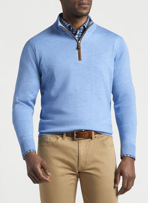 Peter Millar Crown Soft Suede Trim 1/4 Zip Sweater MF21S59