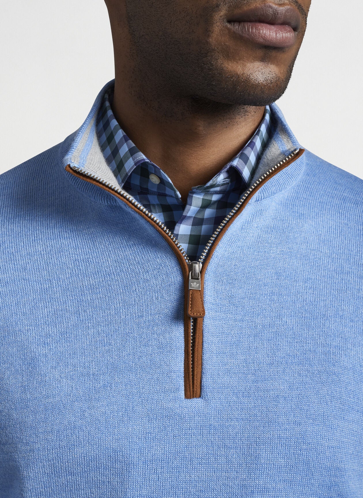 Peter Millar Crown Soft Suede Trim 1/4 Zip Sweater MF21S59