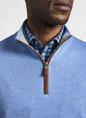 Peter Millar Crown Soft Suede Trim 1/4 Zip Sweater MF21S59